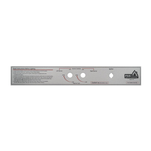 PGS Patio Grill Part - LABEL: FOR A40 CONTROL PANEL