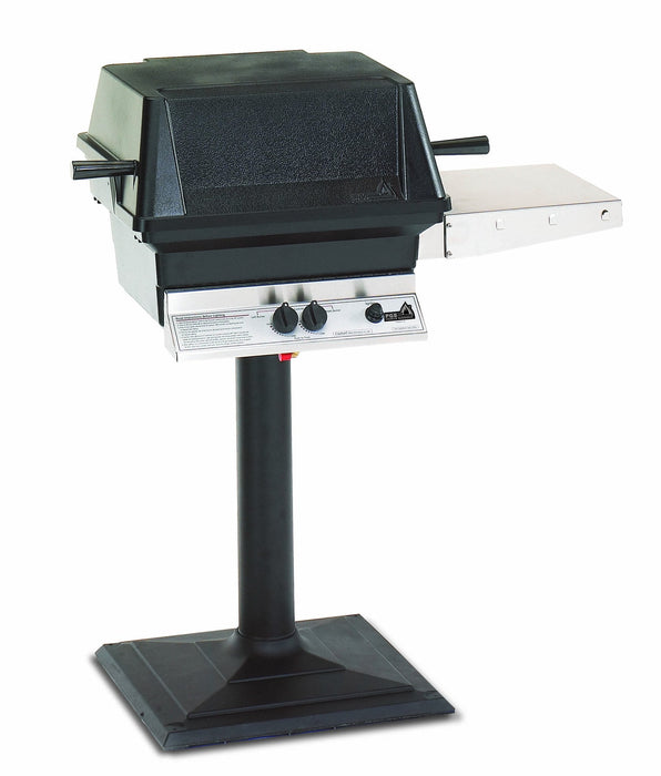 PGS A-Series A30NG 20 Inch Natural Gas Outdoor Patio Gas Grill Head on AMPB Black Stationary Mounting Post