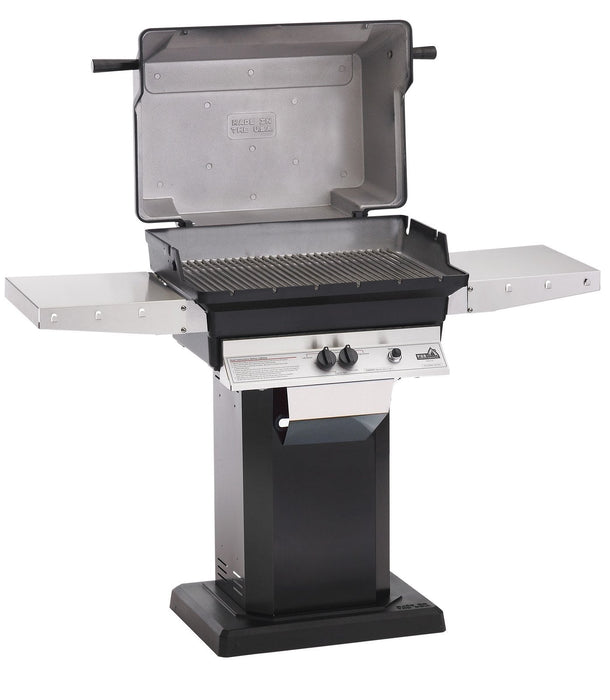 PGS A-Series A40LP 26 Inch Liquid Propane Outdoor Patio Gas Grill Head on AB PED Aluminum Pedestal Kit and ANB Black Stationary Base