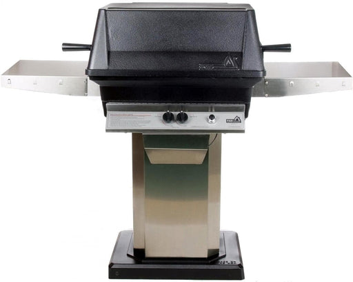 PGS A-Series A40NG 26 Inch Natural Gas Outdoor Patio Gas Grill Head on AS PED Stainless Steel Pedestal Kit and ANB Black Stationary Base