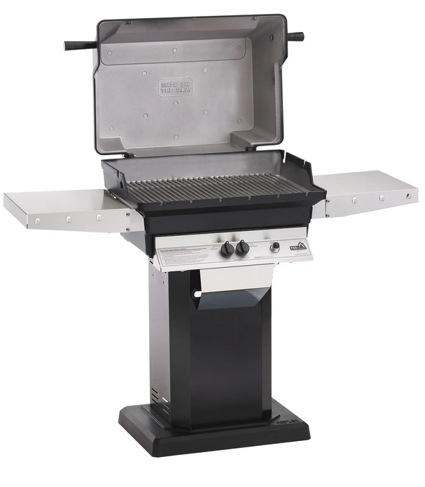 PGS A-Series A40LP 26 Inch Liquid Propane Outdoor Patio Gas Grill Head on AB PED Aluminum Pedestal Kit and ANB Black Stationary Base
