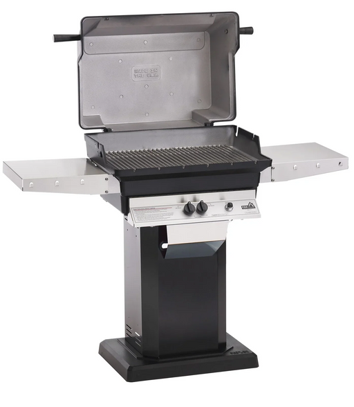PGS A-Series A40NG 26 Inch Natural Gas Outdoor Patio Gas Grill Head on AB PED Aluminum Pedestal Kit and ANB Black Stationary Base