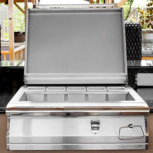 PGS Legacy Series LBC Large Beverage Center Outdoor Patio Gas Grill Accessory Masonry on S27CART Stainless Steel Wheeled Cart Base