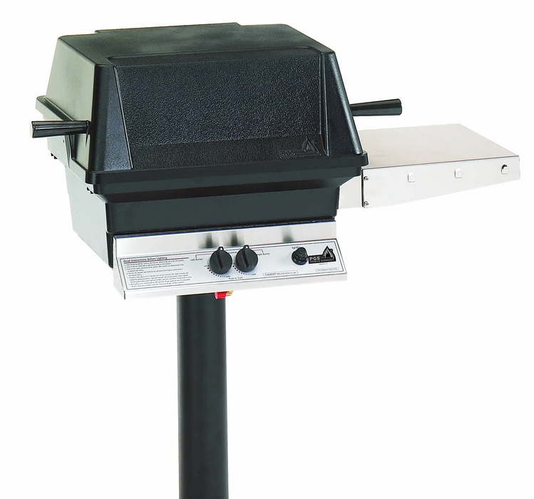PGS T-Series T30NG 20 Inch Natural Gas Outdoor Patio Gas Grill Head with Timer on APP Black Permanent Mounting Post