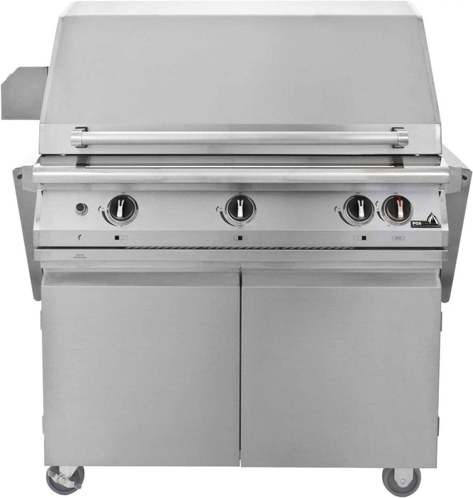 PGS Legacy Series S36RLP Pacifica 39 Inch Liquid Propane Outdoor Patio Gas Grill Head Gourmet on S36CART Wheeled Cart Base