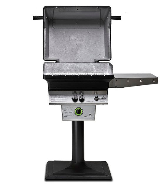 PGS T-Series T30LP 20 Inch Liquid Propane Outdoor Patio Gas Grill Head with Timer on AMPB Black Stationary Mounting Post