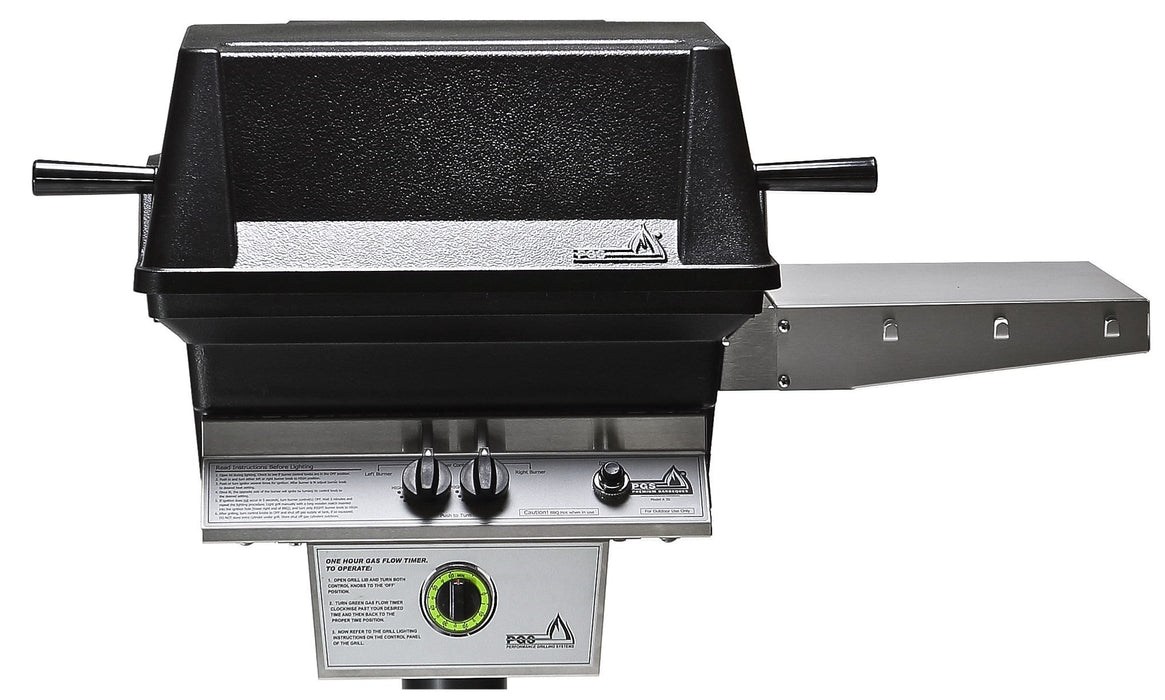 PGS T-Series T30NG 20 Inch Natural Gas Outdoor Patio Gas Grill Head with Timer on AMPB Black Stationary Mounting Post