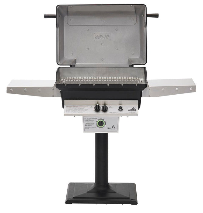 PGS T-Series T40LP 26 Inch Liquid Propane Outdoor Patio Gas Grill Head with Timer on AMPB Black Stationary Mounting Post