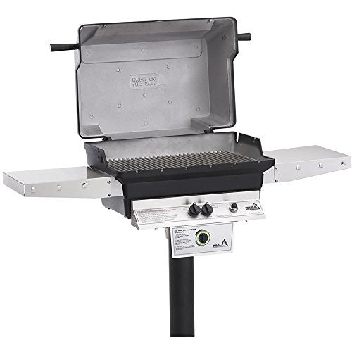 PGS T-Series T40LP 26 Inch Liquid Propane Outdoor Patio Gas Grill Head with Timer on AMPB Black Stationary Mounting Post