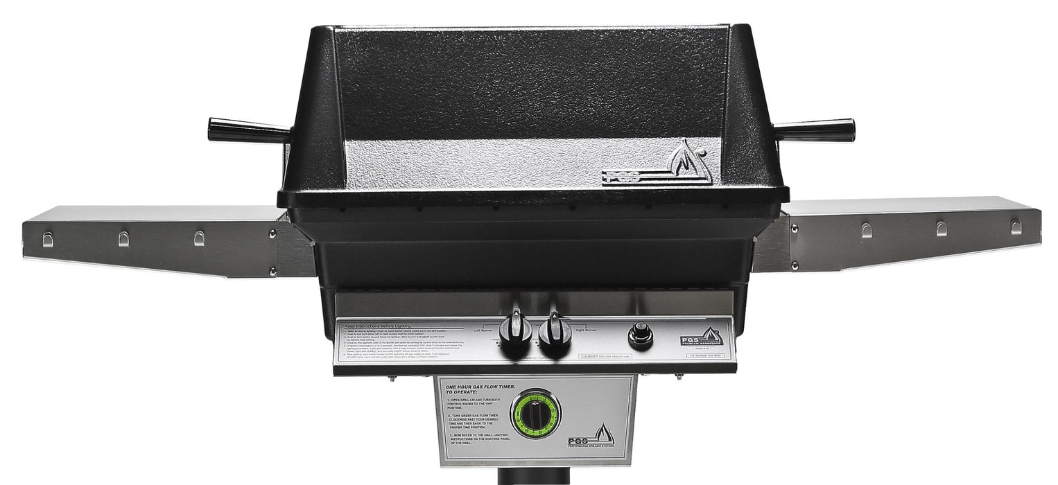 PGS T-Series T40LP 26 Inch Liquid Propane Outdoor Patio Gas Grill Head with Timer on APP Black Permanent Mounting Post