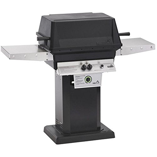 PGS T-Series T40NG 26 Inch Natural Gas Outdoor Patio Gas Grill Head with Timer on AB PED Aluminum Pedestal Kit and ANB Black Stationary Base