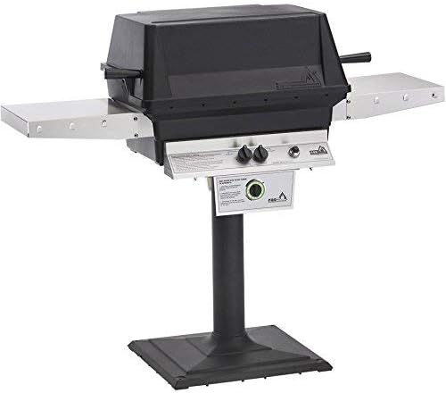 PGS T-Series T40NG 26 Inch Natural Gas Outdoor Patio Gas Grill Head with Timer on AMPB Black Stationary Mounting Post